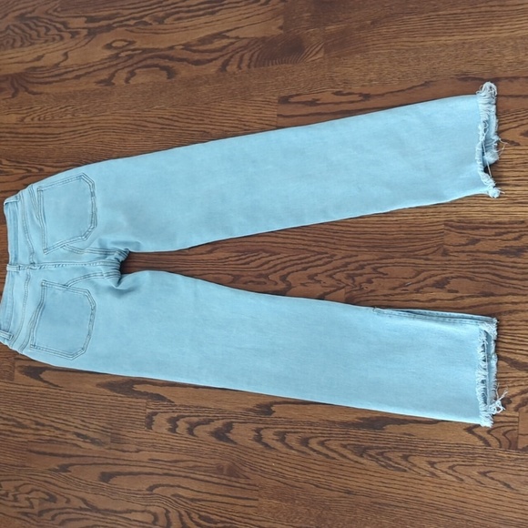 Egreis Rare Slimming Jeans Light Blue Denim Panel High Waist Ankle Slit W25 L32 - Picture 4 of 10